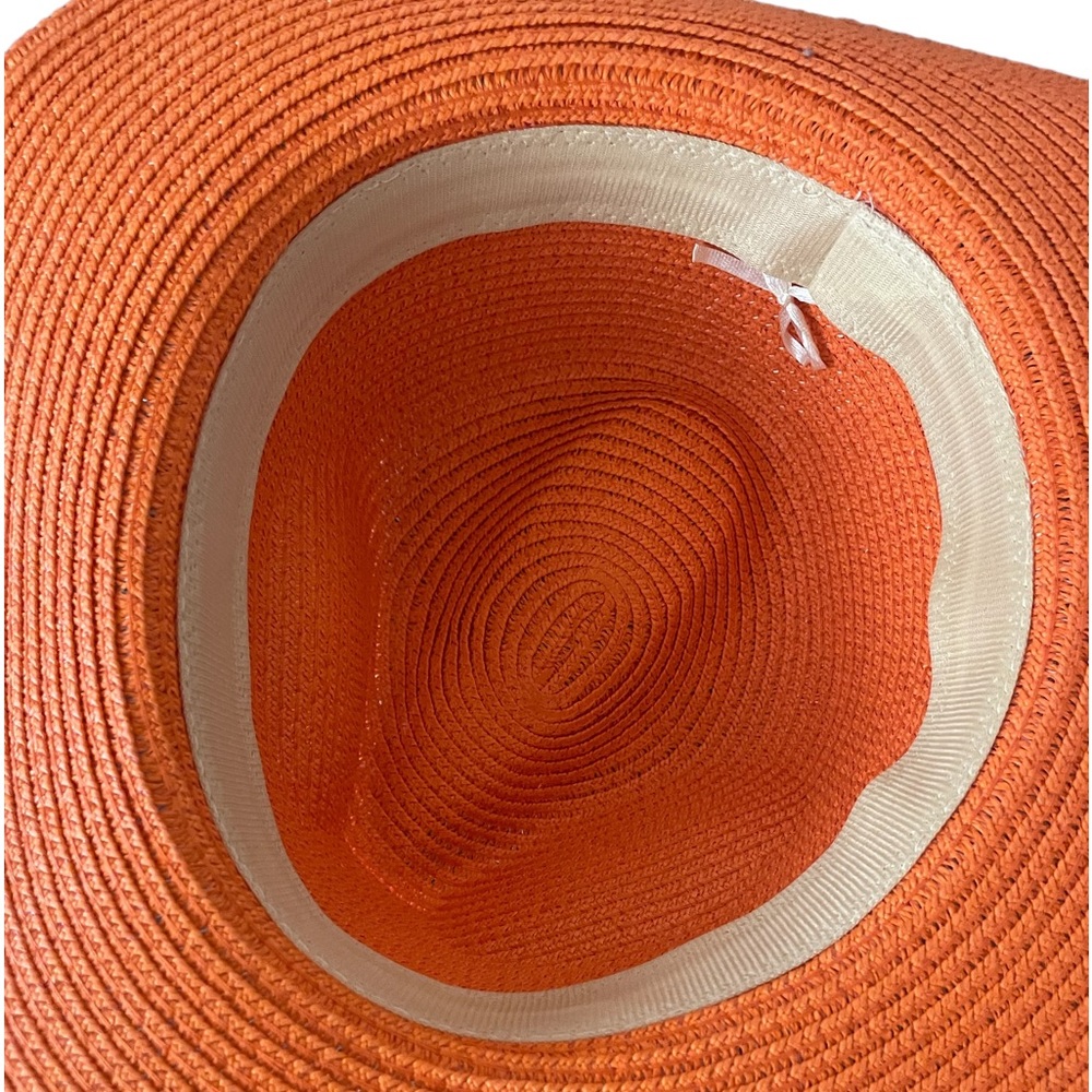 Orange wide brim,summer, beach,Summer, Panama, hat,New,OS - Picture 4 of 5